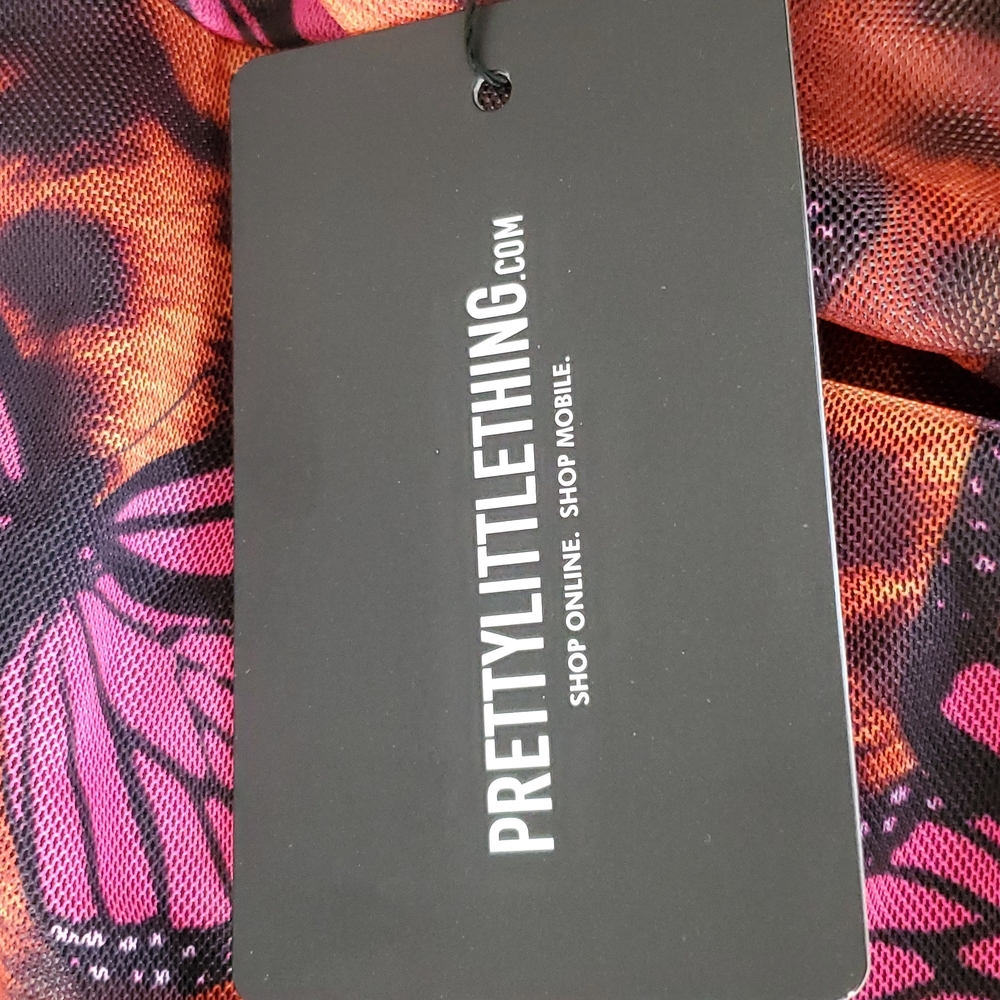 Prettylittlething Tan Leopard Butterfly Print Strappy Ruched Tie Hem - Picture 7 of 7